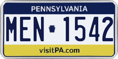 PA license plate MEN1542
