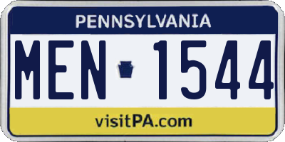 PA license plate MEN1544