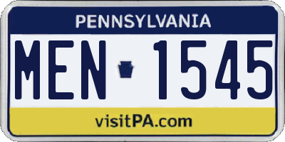PA license plate MEN1545