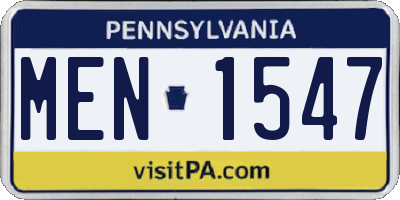 PA license plate MEN1547