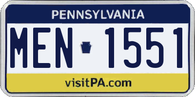 PA license plate MEN1551
