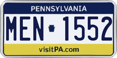 PA license plate MEN1552