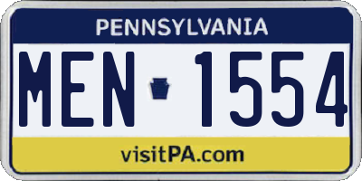 PA license plate MEN1554