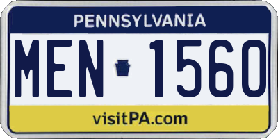 PA license plate MEN1560