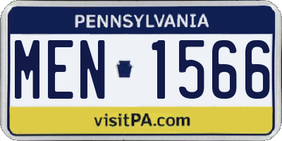 PA license plate MEN1566