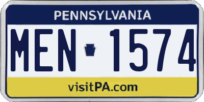 PA license plate MEN1574