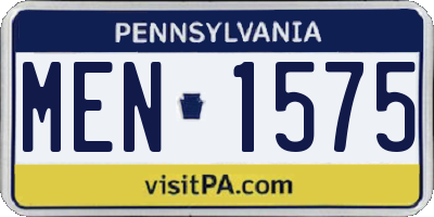 PA license plate MEN1575