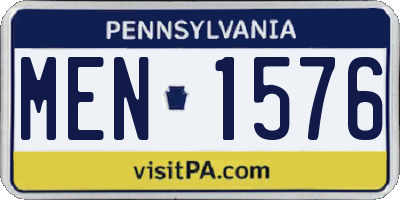 PA license plate MEN1576