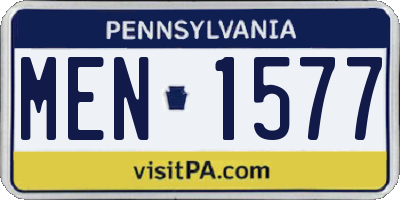 PA license plate MEN1577