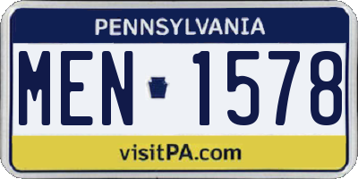 PA license plate MEN1578