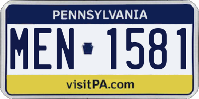 PA license plate MEN1581