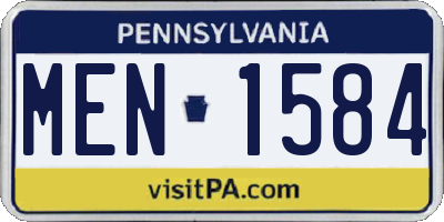 PA license plate MEN1584