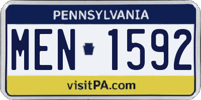 PA license plate MEN1592