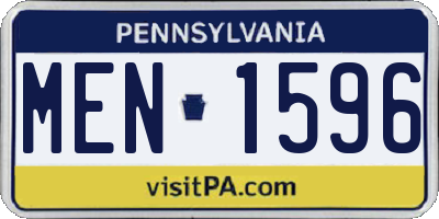PA license plate MEN1596