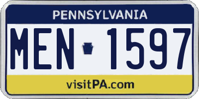 PA license plate MEN1597