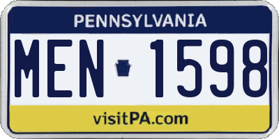 PA license plate MEN1598