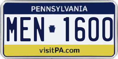 PA license plate MEN1600