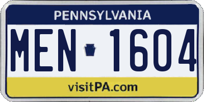 PA license plate MEN1604