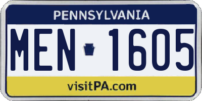 PA license plate MEN1605