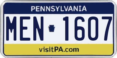 PA license plate MEN1607