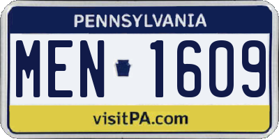 PA license plate MEN1609