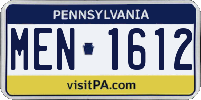 PA license plate MEN1612