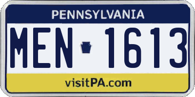 PA license plate MEN1613