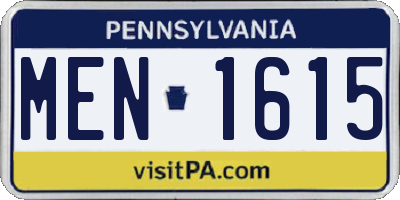 PA license plate MEN1615