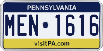 PA license plate MEN1616