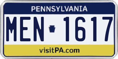 PA license plate MEN1617