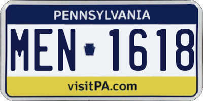 PA license plate MEN1618
