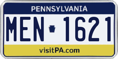 PA license plate MEN1621