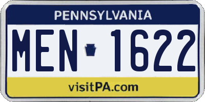 PA license plate MEN1622