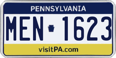 PA license plate MEN1623