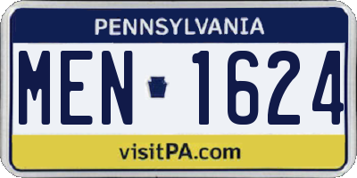 PA license plate MEN1624