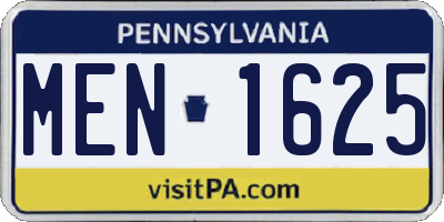 PA license plate MEN1625