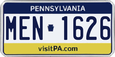 PA license plate MEN1626