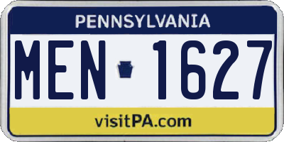 PA license plate MEN1627