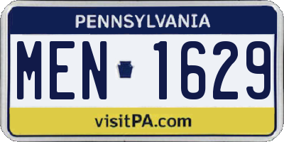 PA license plate MEN1629