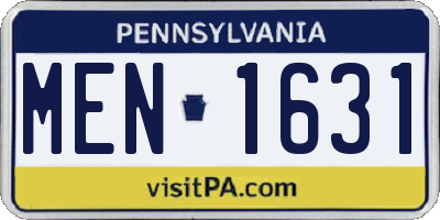 PA license plate MEN1631