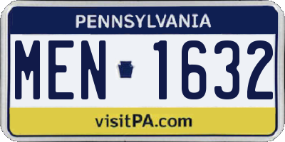 PA license plate MEN1632