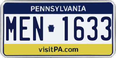 PA license plate MEN1633