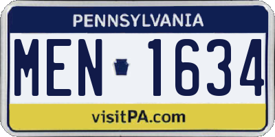 PA license plate MEN1634