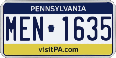 PA license plate MEN1635