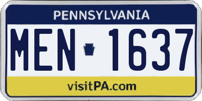PA license plate MEN1637