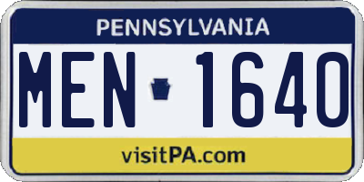 PA license plate MEN1640