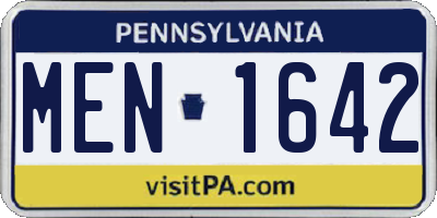 PA license plate MEN1642