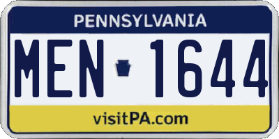 PA license plate MEN1644