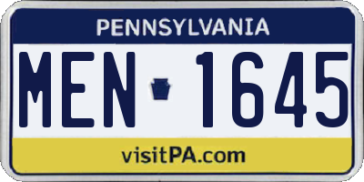 PA license plate MEN1645