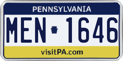 PA license plate MEN1646